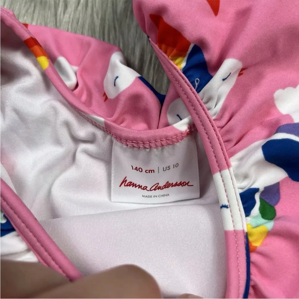 Hanna Andersson Pink Rainbow Bird Swim Tank Top Size 10
